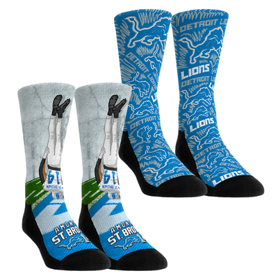 Amon-Ra St. Brown Detroit Lions Rock Em Unisex 2-Pack Reverse Hurdle Crew Socks Set