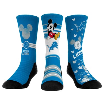  Detroit Lions Rock Em Unisex Disney Three-Pack Crew Socks Set - 