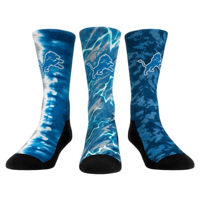 Detroit Lions Rock Em Unisex Team Tones Three-Pack Crew Socks