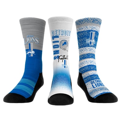  Detroit Lions Rock Em Unisex Throwback Three-Pack Crew Sock Set - 