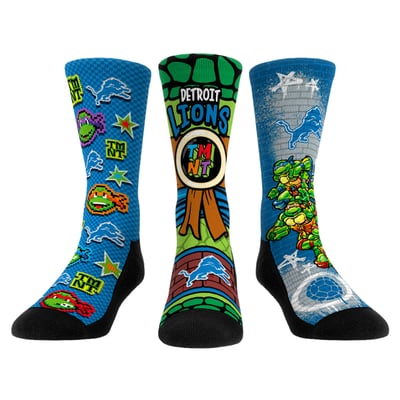  Detroit Lions Rock Em Unisex TMNT Three-Pack Crew Sock Set - Light Blue