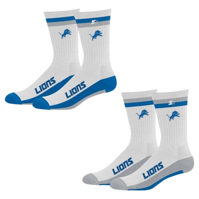  Detroit Lions Starter Unisex Two-Pack Stripe Top End Crew Socks