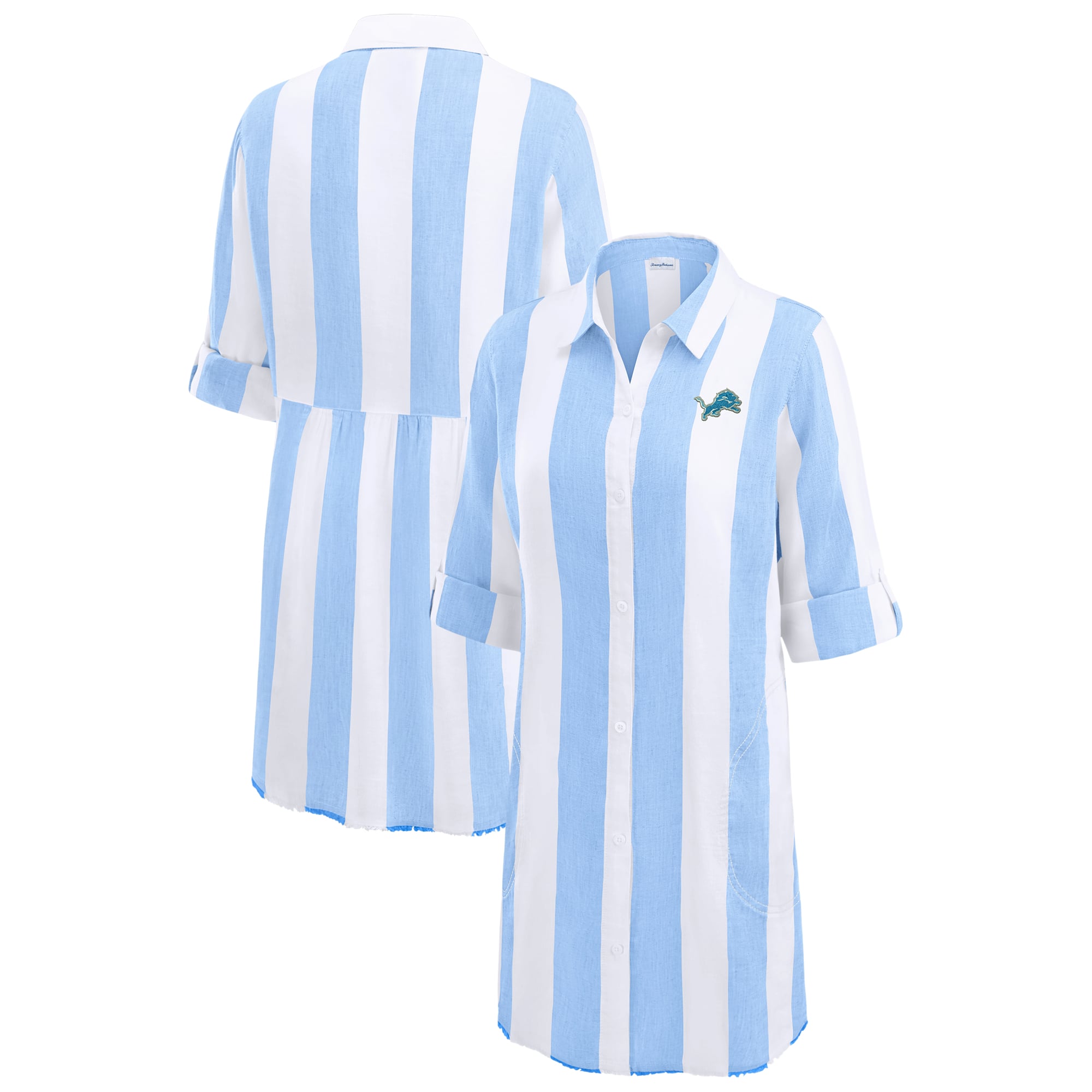 Detroit Lions Tommy Bahama Women's Rugby Beach Stripe Button-Up Tunic ...