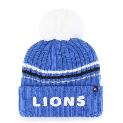  Detroit Lions '47 Women's Fuzzy Script Cuffed Knit Hat with Pom - Blue