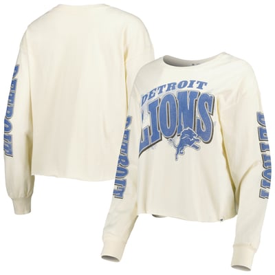 Detroit Lions '47 Women's Brush Back Parkway Cropped Lightweight Long Sleeve T-Shirt - Cream