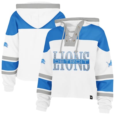 Detroit Lions '47 Women's Cut Thru Superior Lacer Hoodie - White