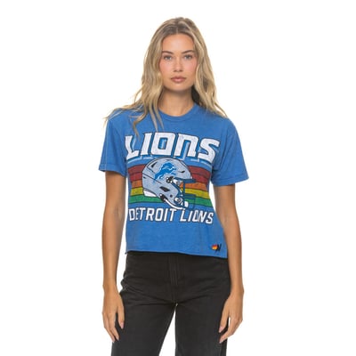 Detroit Lions Aviator Nation Women's Boxy Boyfriend Tri-Blend T-Shirt - Blue