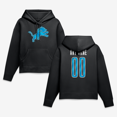 Detroit Lions Women's Forged Mascot Personalized Name & Number Hoodie - Black
