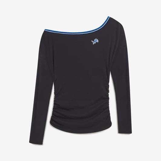  Detroit Lions Off Season x NFL Women's Off The Shoulder Long Sleeve Top - Black