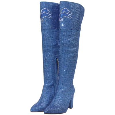  Detroit Lions FABGATING by Cuce Women's Team Color Crystal Over-The-Knee Boots - Blue