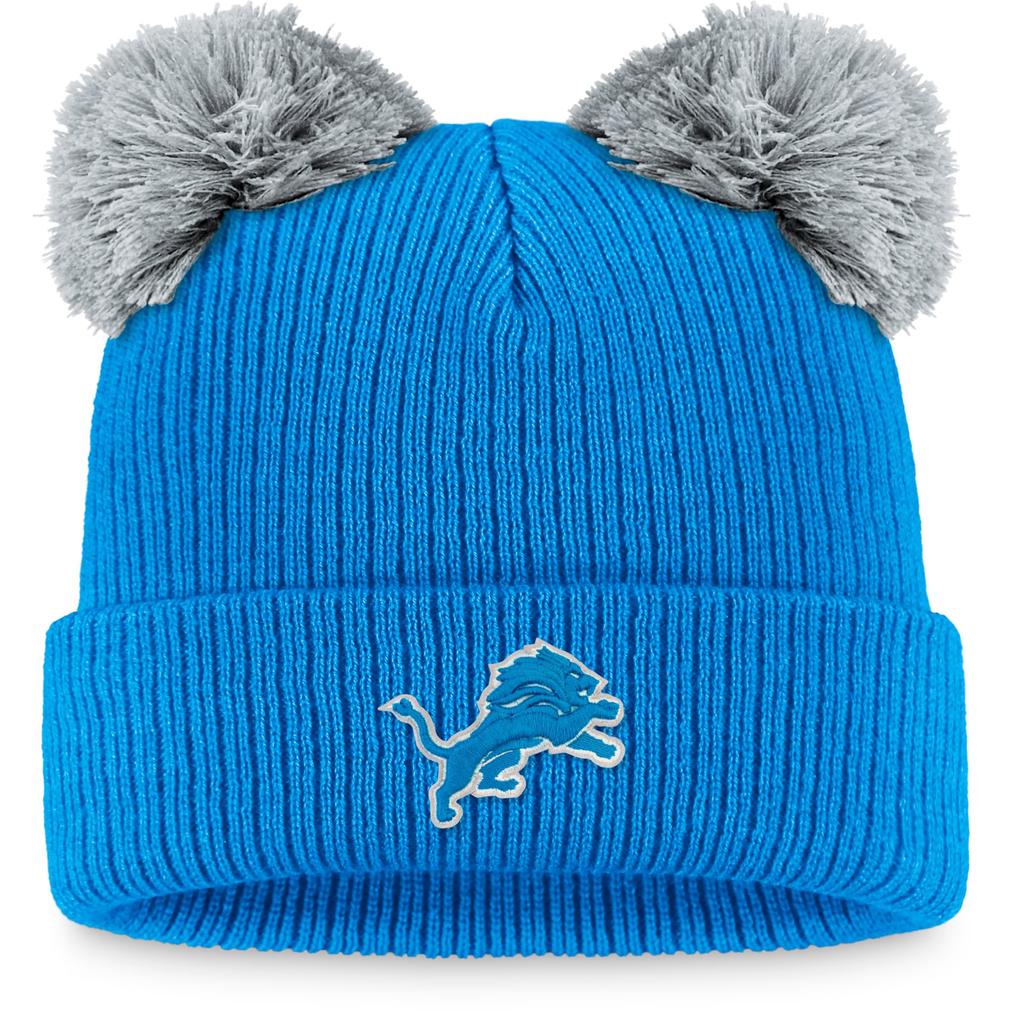 Detroit Lions pom beanie blue Lions Logo Embroidered Winter Pom Hat with Fleece Lining main image 2