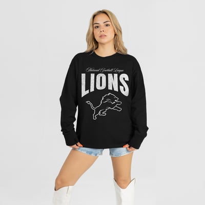 Detroit Lions Gameday Couture Women's Bold Ambition Oversized Long Sleeve T-Shirt - Black
