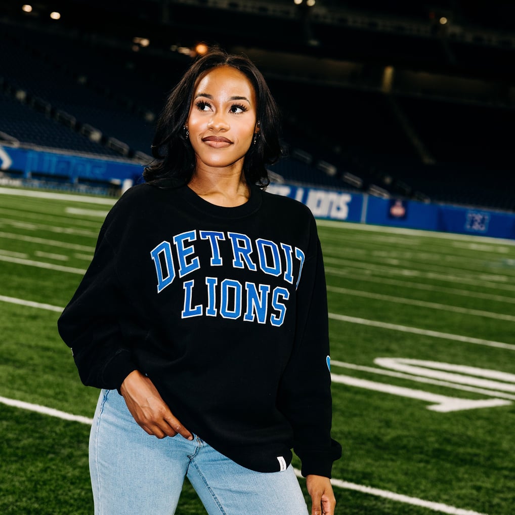 Women's Kiloh + Co. Black Detroit Lions Signature Oversized Sweatshirt