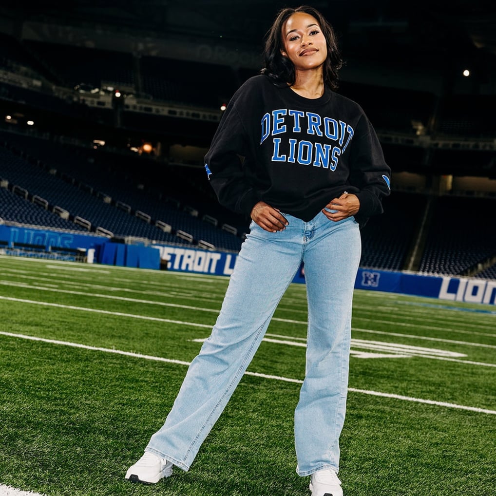 Women's Kiloh + Co. Black Detroit Lions Signature Oversized Sweatshirt