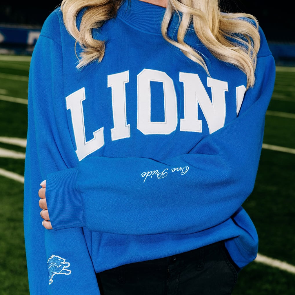 Women's Detroit Lions Kiloh + Co. Blue Mock Neck Sweatshirt
