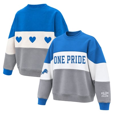 Detroit Lions Kiloh + Co. Women's Tri-Color Sweatshirt - Blue
