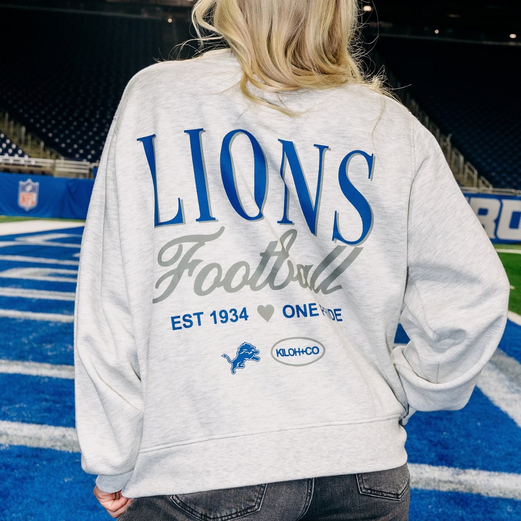 Women's Kiloh + Co. Gray Detroit Lions V-Neck Sweatshirt