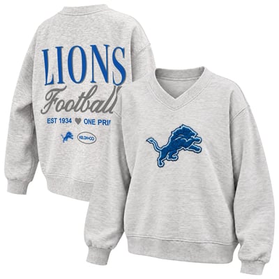  Detroit Lions Kiloh + Co. Women's V-Neck Sweatshirt - Gray