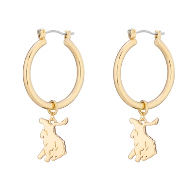  Detroit Lions LUV AJ Women's XL Logo Charm Hoop Earrings - Gold