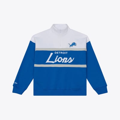  Detroit Lions Mitchell & Ness Women's Head Coach Quarter-Zip Pullover - Blue