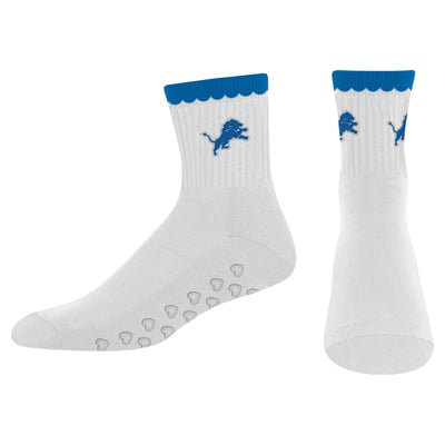  Detroit Lions PRO Compression Women's Heartshape Grippers Yoga-Pilates Quarter Socks - White