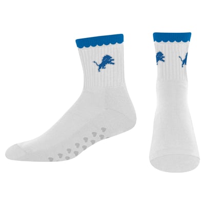  Detroit Lions PRO Compression Women's Heartshape Grippers Yoga-Pilates Quarter Socks - White