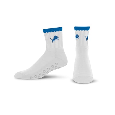  Detroit Lions PRO Compression Women's Heartshape Grippers Yoga-Pilates Quarter Socks - White