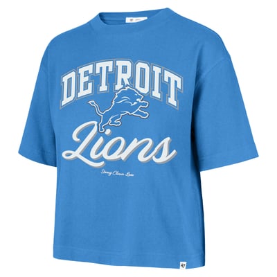 Detroit Lions Stoney Clover Lane x '47 Women's Script City Boxy Cropped T-Shirt - Blue