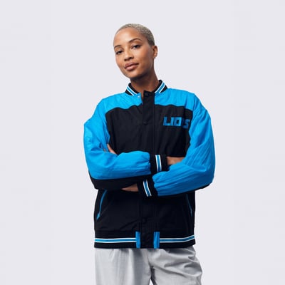  Detroit Lions Terez Women's Double Yoke Bomber Jacket - Black