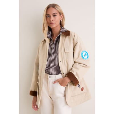 Detroit Lions Tuckernuck Women's Full-Snap Barn Jacket - Stone