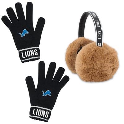  Detroit Lions WEAR by Erin Andrews Women's Ear Muff & Glove Set - Black