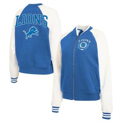  Detroit Lions WEAR by Erin Andrews Women's Fleece Varsity Full-Zip Jacket - Blue