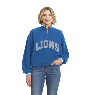  Detroit Lions WEAR by Erin Andrews Women's Polar Fleece Half-Zip Pullover - Blue