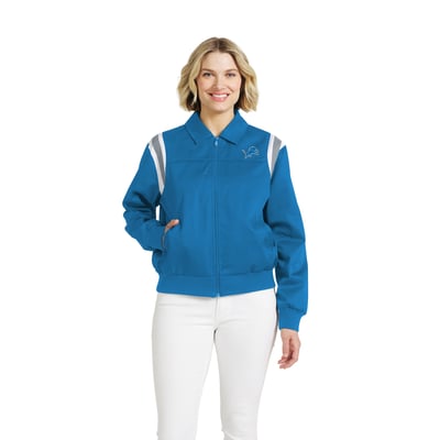  Detroit Lions WEAR by Erin Andrews Women's Shoulder Stripe Twill Full-Zip Jacket - Blue