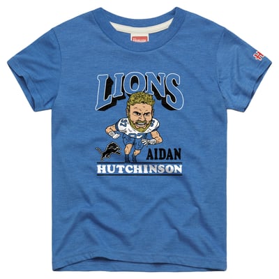 Aidan Hutchinson Detroit Lions Homage Youth Caricature T-Shirt - Blue