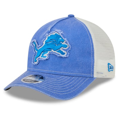  Detroit Lions New Era Youth Fan 9FORTY A-Frame Trucker Adjustable Hat - Blue