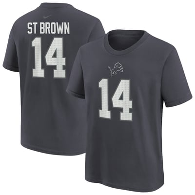 Amon-Ra St. Brown Detroit Lions Nike Youth Name & Number T-Shirt - Anthracite
