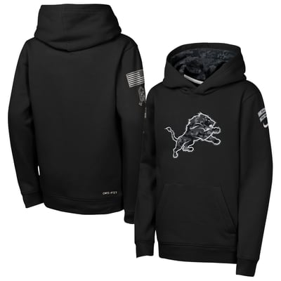  Detroit Lions Nike Youth 2026 Salute to Service Club Fleece Pullover Hoodie  - Black