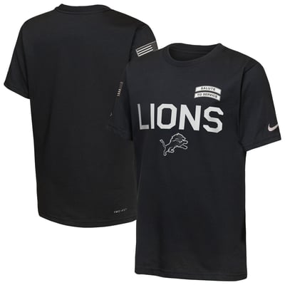  Detroit Lions Nike Youth 2026 Salute to Service Sideline Dri-FIT T-Shirt  - Black