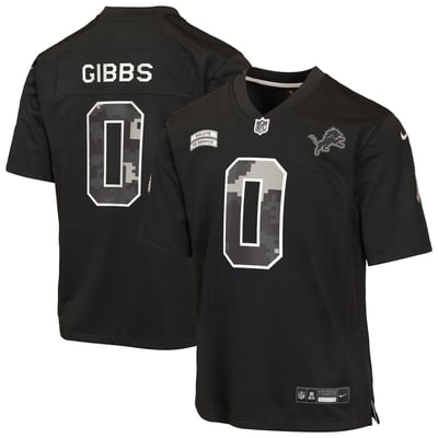 Jahmyr Gibbs Detroit Lions Nike Youth 2026 Salute to Service Game Jersey  - Black