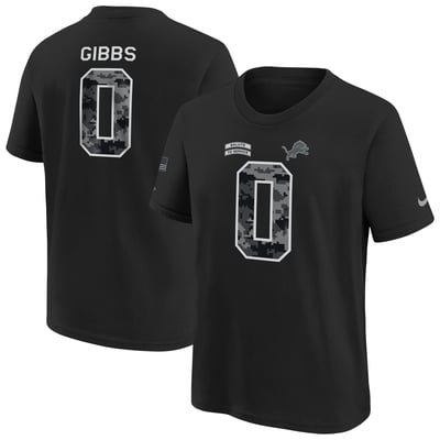Jahmyr Gibbs Detroit Lions Nike Youth 2026 Salute to Service Name & Number T-Shirt  - Black