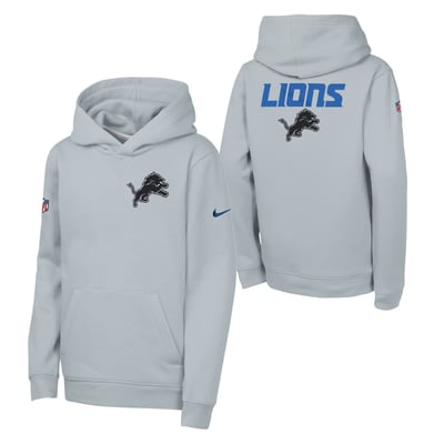  Detroit Lions Nike Youth 2026 Rivalries Collection Sideline Club Fleece Pullover Hoodie - Silver