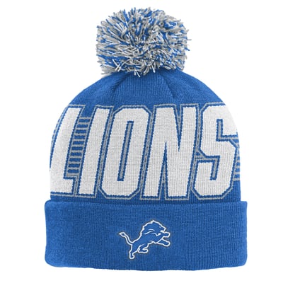 Detroit Lions Outerstuff Youth Cuffed Knit Hat with Pom - Blue