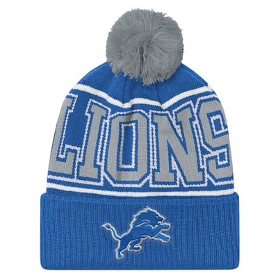 Detroit Lions Outerstuff Youth Highlight Cuffed Knit Hat with Pom - Blue