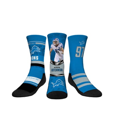 Aidan Hutchinson Detroit Lions Rock Em Youth 3-Pack Crew Sock Set - Blue