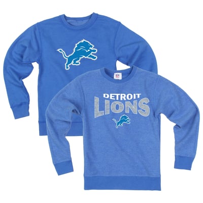  Detroit Lions Wes & Willy Youth Reversible Fleece Sweatshirt - Blue