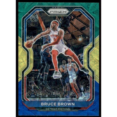 2020-21 Panini Prizm Prizms Choice Blue Yellow and Green #239 Bruce Brown