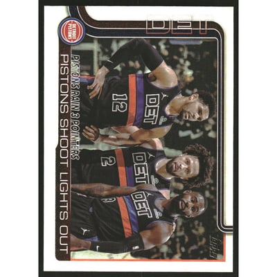 2025-26 Topps Rainbow Foilboard #279 PIstins Rain 3 Pointers/Tobias Harris/Cade Cunningham/Tim Hardaway Jr