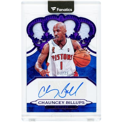 Chauncey Billups Detroit Pistons Autographed 2018-19 Panini Crown Royale Purple #CA-CBL #13/25 Card 