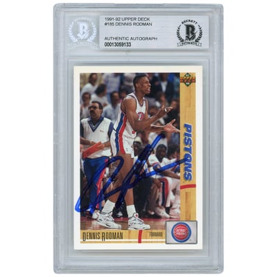 Dennis Rodman Detroit Pistons Autographed 1991-92 Upper Deck Trading Card
